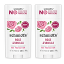 Schmidt's AluminumFree Vegan Deodorant Rose & Vanilla with 24 Hour Odor Protection for Women and Men, Natural Ingredients, CrueltyFree, 2.65 oz