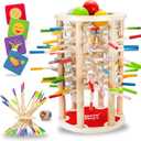 Nene Toys BALLFALL Jumbo – Montessori Wooden Board Game for Kids 3 4 5 6 Years – Colorful Sticks, Dice & Cards – Fine Motor Skills Toy, Math & Counting Game – Educational Gift for Boys Girls Ages 39
