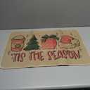 GAGEC Pink Christmas Doormat - 'Tis The Season Entrance Rug, Pink Christmas Decorations Winter Xmas Decor for Home Kitchen Floor Front Door, 17 x 27 Inch