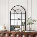 OGCAU Wall Mounted Mirror, 20"x30" Arched Wall Mirror, Arched Window Shaped Farmhouse Style with Iron Frame, Paneled Wall Decor for Bedroom, Entryway, Living Room (Black)