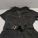 Women's Corduroy Mini Dress Short Sleeve Lapel Zip Up Belted Cowgirl Dresses with Pockets (XX-Large, Black)