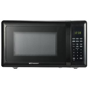 Emerson MW7302B Compact Countertop Microwave Oven with Touch Control, LED Display, 700W, 10 Power Levels, 6 Auto Menus, Glass Turntable and Child Safe Lock, 0.7 Cu., Ft. Black