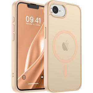 SUPFINE Magnetic for iPhone 16e Case 2025 (Compatible with MagSafe)(Military Grade Drop Protection) Slim Translucent Matte Shockproof with Anti-Fingerprint Phone Case,Sand Pink