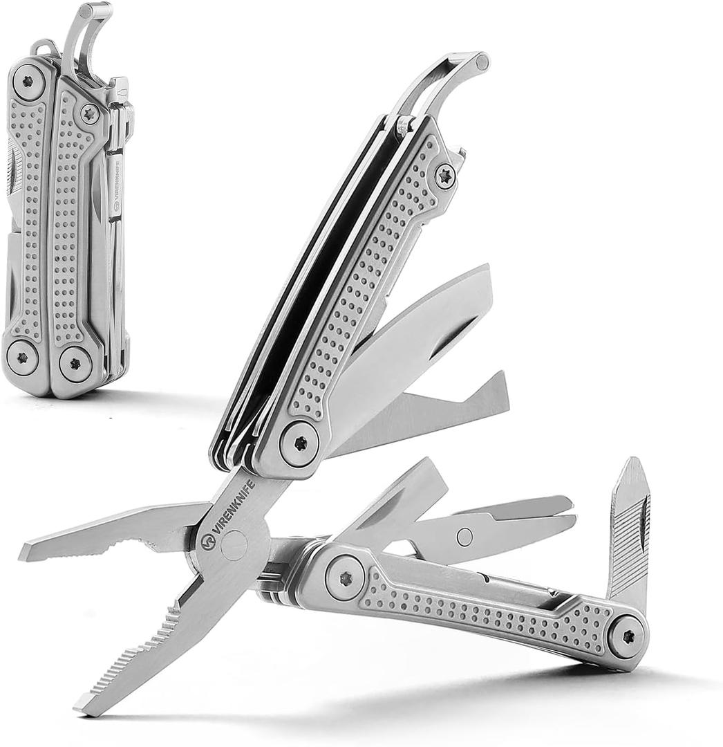VIRENKNIFE Multitool,11-in-1 Mini EDC MultitoolGifts for Men,Stainless Steel Multi Tool Pliers with Pocket KnifeScrewdriversBottle OpenerPerfect for Outdoor,Camping, Survival, Repair