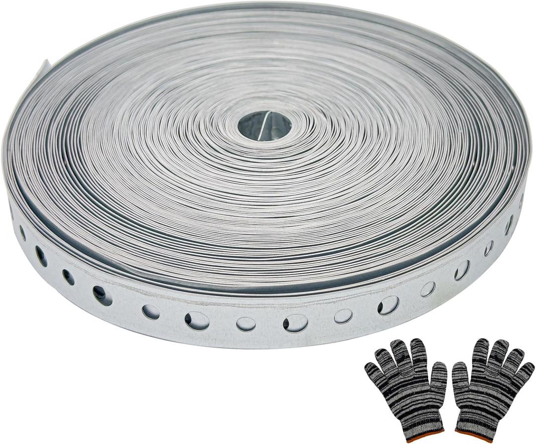 Galvanized Metal Pipe Strap 3/4-Inch x 100-Feet 24-Gauge for Pipe Support Hanging and Flexible Trimming with Holes