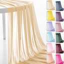 60" Chiffon Fabric by The Yard Pre-Cut Sheer Fabric for Wedding Arch Draping Fabric Window Scarf Valance Party Backdrop Decoration Ceiling Decor (Champagne, 5 Yards)