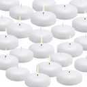 flamecan 24 Pack Floating Candles, 3 White Unscented Dripless Wax Burning Candles, for Cylinder Vases, Weddings, Party and Holiday