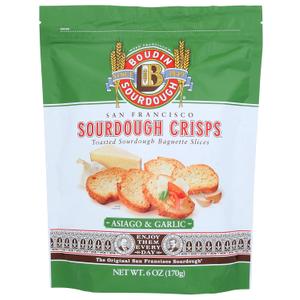 Boudin Sourdough, Crisps Sourdough San Francisco Asiago & Garlic, 6 Ounce (EXP 03/03/26)