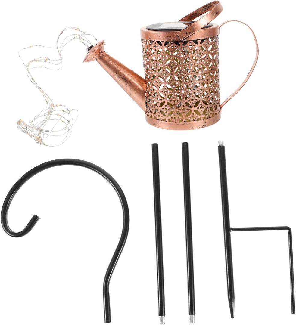 HOMSFOU 1set Iron Craft Solar Energy Kettle Lamp Outdoor Garden Decor Automatic Charging for Patios Lawns and Backyards Projection Light