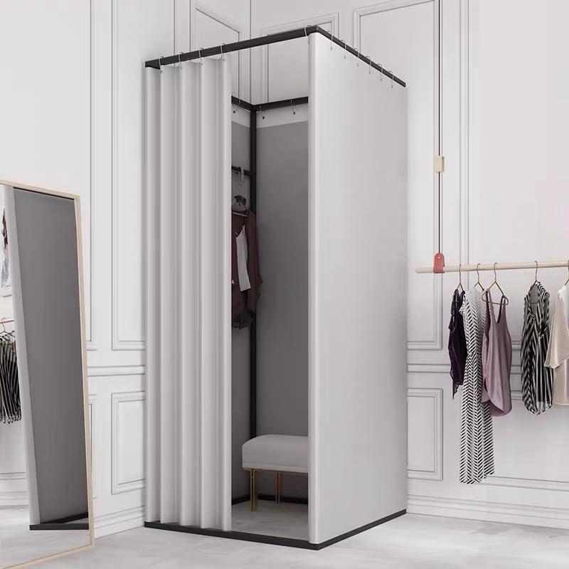 Clothing Store Fitting Room, Portable Changing Room with Shading Curtain Used in Office, Mall, Boutique, Home, Movable Temporary Mobile Privacy Protection (grey, 47x47x79 inches)