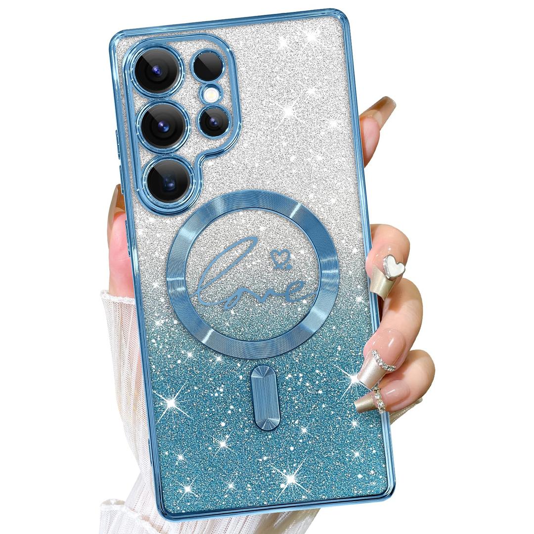 Fiyart Magnetic for Samsung Galaxy S25 Ultra Case Glitter Women 6.9"-Blue