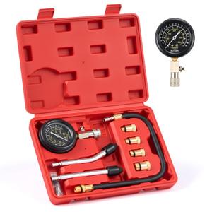 Orion Motor Tech Gasoline Compression Tester Kit, 8pc Petrol Engine Compression Tester Set with 0-300 psi Pressure Gauge 4 Adapters, Small Engine Compression Gauge Set for Motorcycle Car Truck