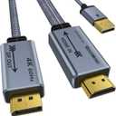HDMI to Displayport Adapter 4K@60Hz, 2K@120Hz, 1080P@165Hz, HDMI Male Source to DisplayPort Male Monitor Cable, HDMI to DP with USB Power Cable Compatible with PS5, Xbox, Switch, Laptop 1m/3.3ft