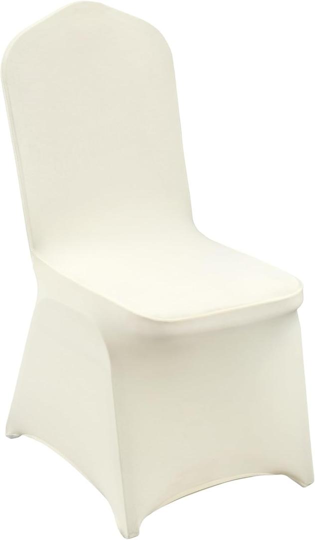 VEVOR 50 Pcs Flat-Front Chair Covers Polyester Spandex Chair Cover Stretch Slipcovers, Wedding, Holiday, Banquet, Party, Celebration, Dining, Beige