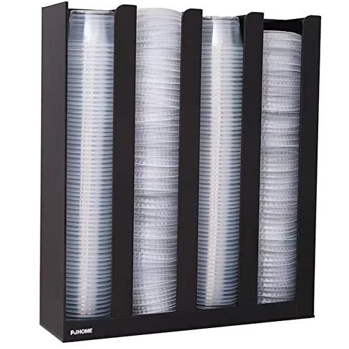 PJHOME portion cup lid organizer 4 compartments plastic holder for counter wall mount disposable cup and lid storage restaurant supplies