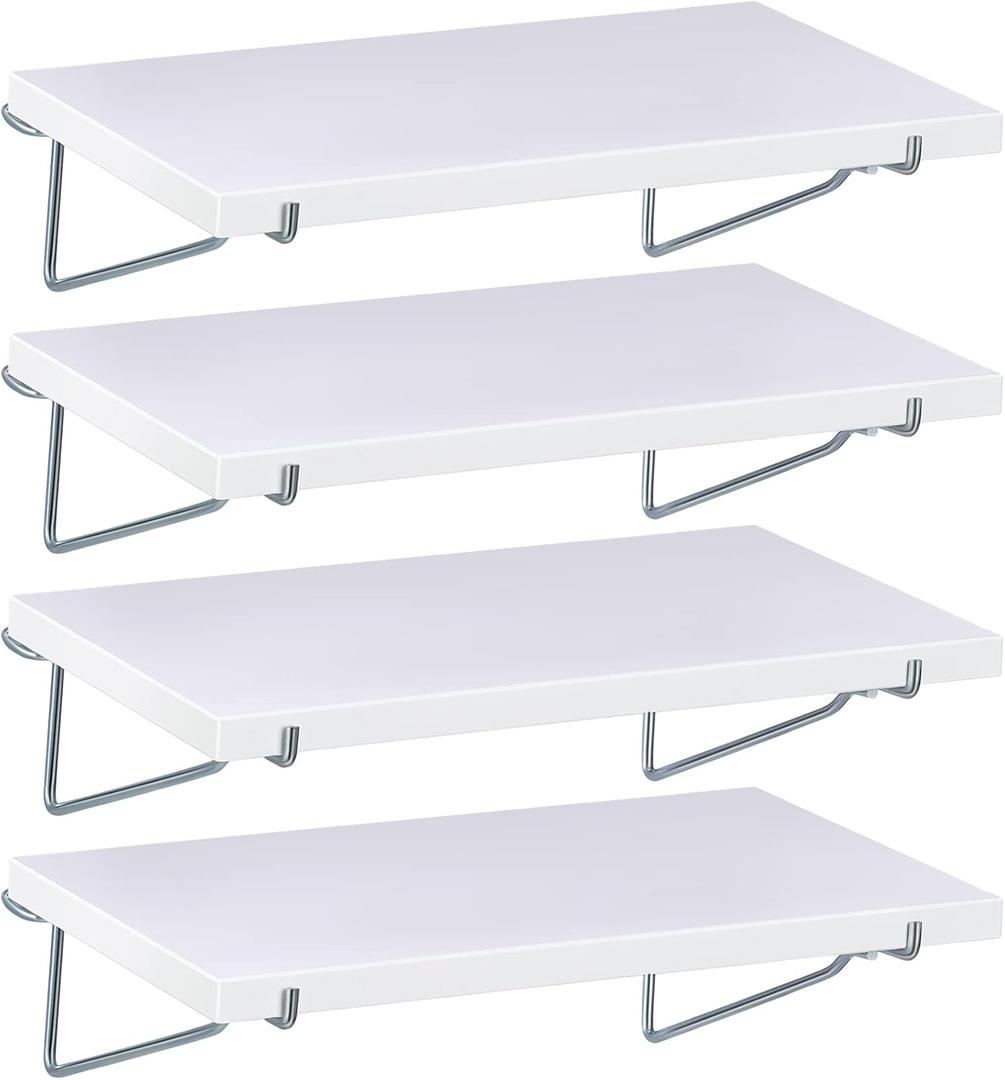 Blulu 4 Set Large Pegboard Shelf Kit Fiberboard peg Board Shelving Storage Brackets Stain Resistant Peg Board Organizer Shelves Pegboard Accessories for Wall(10 x 5.7 inches,White)