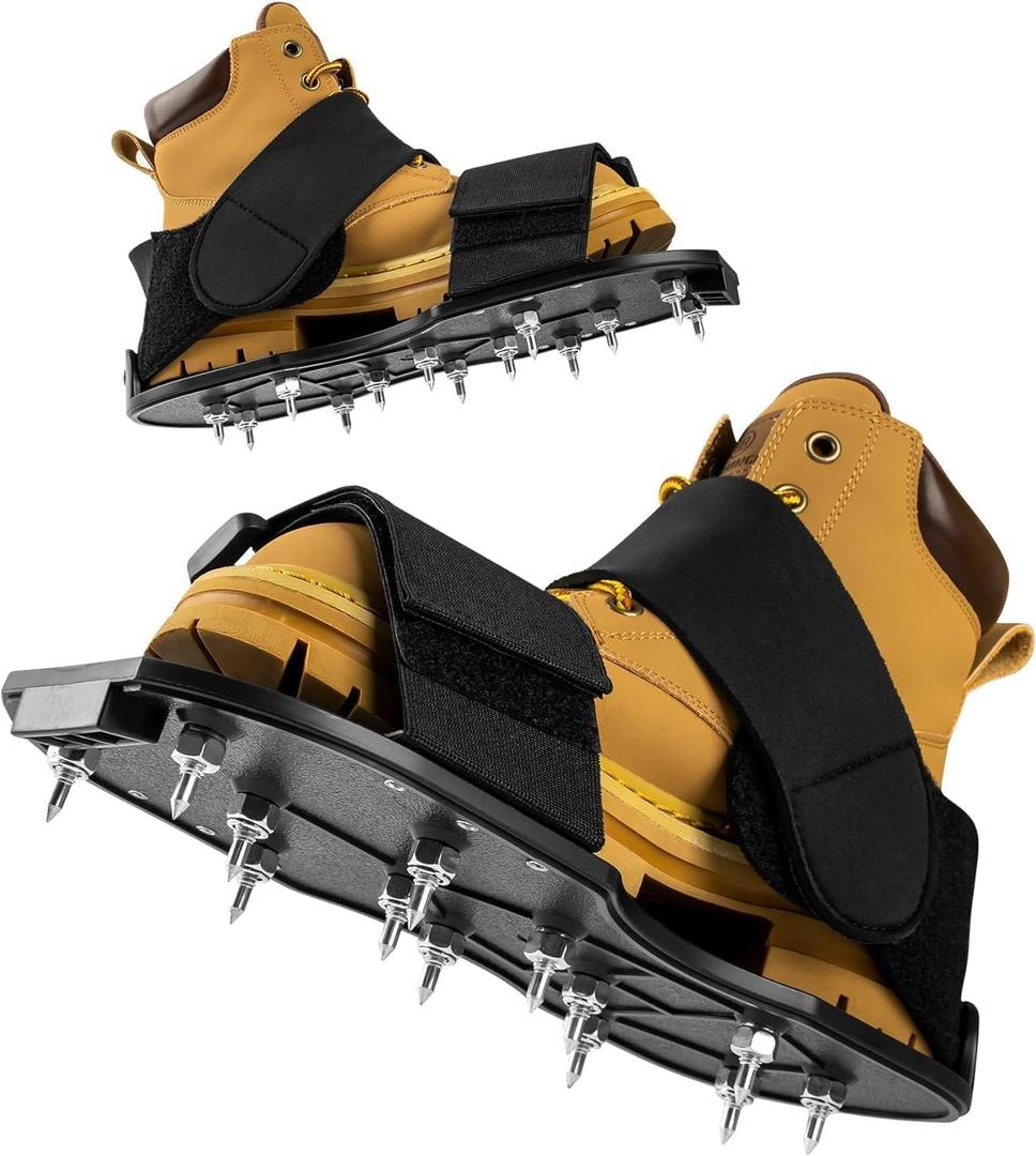 Gunite Spiked Shoes, Fully Assembled Epoxy Shoes with 3/4" Short Spikes Perfect for Epoxy Floor, Overlays, Cover Installation (Wide Black)