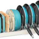 Pots and Pans Organizer for under Cabinet, Pan Pot Organizers inside Cabinet, Expandable Organizer with 12 Adjustable Dividers for Cookie Sheets, Cutting Boards, Pot Lids, Cookware - Frying Pan Rack