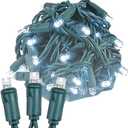 Novelty Lights 50ft 100 LED Pure White Christmas Lights Outdoor/Indoor, 6" Spacing, Green Wire String Lights for Festive Xmas Lighting, IP55, UL Listed, Dimmable, Connectable