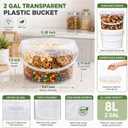 ASEVAT 2 Pack 2 Gallon Plastic Bucket with Lid, Food Grade Clear & White Storage Bucket with Handles & Scoop, Reusable Container for Ice Cream, Pet Food, Pantry & Ice Storage