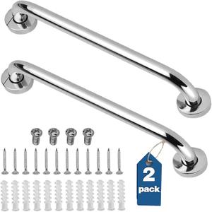 2 Pack Shower Grab Bar Stainless Steel Bathroom Grab Bars Shower Bath Handle Grab Bars for Bathtub Showers 18 Inch (White)