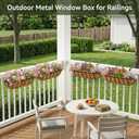 24" Railing Planter with Adjustable Brackets, Window Box with Coco Liner, Hanging Flower Metal Box for Indoor Outdoor, Balcony Deck Fence Porch Patio, Black, Set of 2