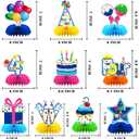 2 x 10 Pieces Happy Birthday Decorations Set,3D Table Toppers Double Sided Stand Cards for Party Supplies,Colorful Birthday Themed Honeycomb Centerpiece. (4 year old)