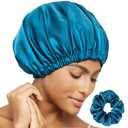 Satin Bonnet Silk Bonnet for Sleeping Women Double Layer Hair Bonnet Wrap Sleep Cap Gifts for Women Curly Hair