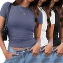 XIEERDUO Women's Short Sleeve Crew Neck Slim Fit T Shirts 2024 Y2k Clothes Spring Summer Basic Going Out Tops 1 Pack (XX-Large)