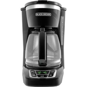 Black+Decker 12-Cup Digital Coffee Maker, Programmable, Washable Basket Filter, Sneak-A-Cup, Auto Brew, Water Window, Keep Hot Plate, Black