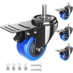 Stem Caster Wheels 2 inch Heavy Duty, Swivel Threaded Stem Mount Casters Set of 4 with American Size UNC 3/8"-16 x 1