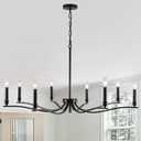 Black Chandelier, Farmhouse Chandeliers for Dining Room 8 Light Industrial Metal Chandeliers 44Inch Candle Chandelier Hanging Light Fixtures for Living Room Bedroom Entryway Foyer Kitchen