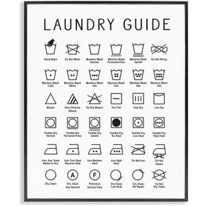 Stupell Industries 'Minimal Laundry Guide Chart', Framed Giclee Art, Black, 24 x 30 Inches, Easy to Hang and Sturdy, Made in USA, by Lettered and Lined