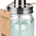 SheeChung 16 Oz Mason Jar Liquid Soap Dispenser, Glass Hand Soap Dispenser, Stainless Steel Pump Lid, Refillable Lotion Dispensers for Bathroom Countertop Kitchen (1, Brushed Nickel)