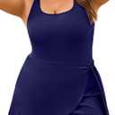 Aleumdr Women's Plus Size Swimsuit One Piece Swim Dress Modest Full Coverage Tummy Control Bathing Suit with Skirt (XX-Large, Navy Blue)