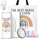 SiliFine Nurse Mother's Day Gifts Set Include Nurse Mom Canvas Tote Bag 20 oz Mama Stainless Steel Tumbler Appreciation Keychain Birthday Gifts from Daughter Son for Women
