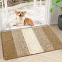 Smiry Dog Door Mat for Muddy Paws, Absorbs Moisture and Dirt, Low-Profile Entryway Mat with Non-Slip Backing, Entry Indoor Outdoor Doormat for Inside Floor (30x17 Inches, Camel, Striped)