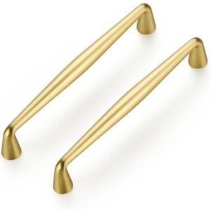 Ravinte 5 Pack 5 Inch Brushed Brass Kitchen Cabinet Handles Solid Zinc Alloy Cabinet Pulls Cupboard Hardware Drawer Handles