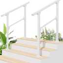 Hand Rails for Outdoor Steps, 2 Packs 3 Step Handrail, Stair Railing Indoor, Hand Rails for Indoor Stairs, Handrails for Outdoor Steps for Porch/Deck (White)