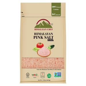 Himalayan Chef Pink Himalayan Salt, Extra Fine Grain, 19 lbs Bag – Pure, Natural, Kosher Certified, Non-GMO, Ideal for Cooking, Seasoning, and Flavor Enhancement, BBD 07/2030