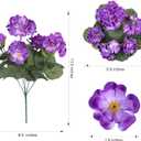 Artificial Geranium Fake Flowers for Outdoors Decoration, 6 Bundles Silk Geraniums Flower UV Resistant Look Real Faux Plants for Outside Planter Front Door Garden Patio Balcony Yard Home, Purple