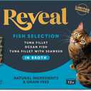 Reveal Natural Wet Canned Cat Food, 3-Flavor Variety Pack, Limited Ingredient, Grain-Free, High Protein with No Artificial Additives, Fish Variety in Broth (12 x 2.47 oz Cans)