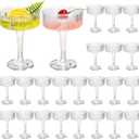 Jingmore 24 Pcs Ribbed Martini Glasses 7 oz Disposable Plastic Vintage Ribbed Coupe Glasses Cocktail Unbreakable Dessert Parfait Glassware for Wedding Birthday Party Supplies (Clear)