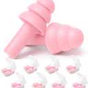 Ear Plugs, Reusable Earplugs for Sleeping Noise Cancelling  Super Soft, Silicone Ear Plug for Sleeping 8 Pairs, Swimming, Snoring, Concerts, Work, Noisy Places (Light Pink)