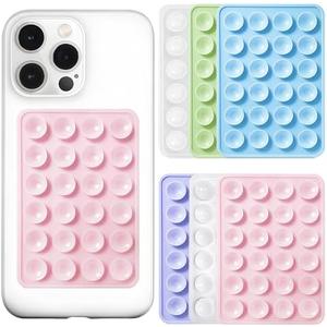 Anteel 6 Pack Silicone Suction Phone Case Adhesive Mount, Strong Grip Holder for Selfies and Tiktok Videos, Hands-Free Sticky Phone Grip for iPhone and Android, 2.17" x 3.15"
