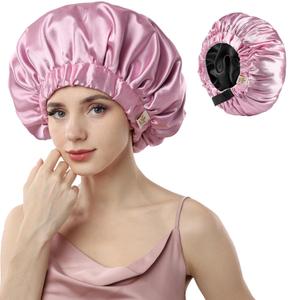 Years Calm Silk Bonnet for Sleeping Women, Double Layer Satin, Ajustable Elasticity Band Hair Satin Bonnet for Sleeping - Sleep Shower Caps (Pink, One Size)