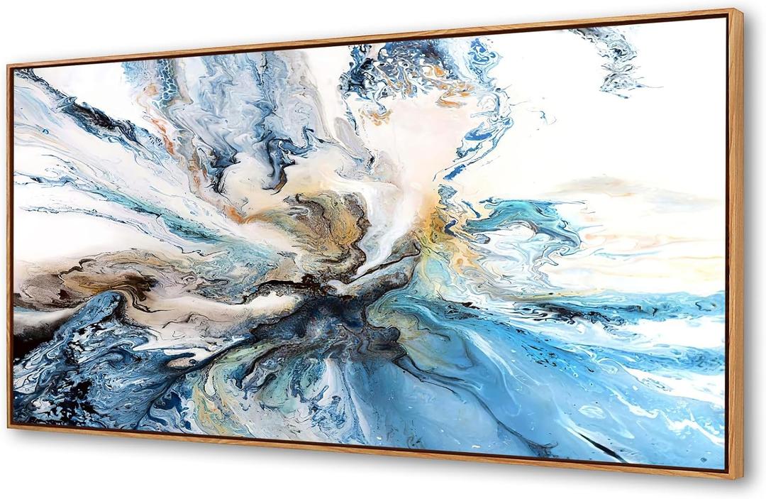 DZL Art WKA74975 Large Abstract Wood Framed Canvas Wall Art For Living Room Decoration Abstract Watercolor Picture Canvas Prints for Office Wall Decor Home Decorations  60"L x 30"W