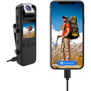 SPIKECAM Computer-Free Body Cameras with Audio and Video Recording, 6 Hrs 1080P Personal Small Bodycam with Photo, Night Vision, SOS Sound, Wearable Body Cam for Security, Running, Biking