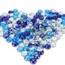 GasSaf Blended Fire Glass Beads for Outdoor Fire Pit, Fireplace, Replaces Existing Gas Logs & Lava Rocks, 3/4 Inch Glass(10 Pound)(Cobalt Blue, Caribbean Blue, Crystal Clear Luster)