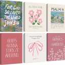 Christian Wall Art Coquette Aesthetic Decor Poster Pink Bow Canvas Wall Art Bible Verse Scripture Poster Religious Floral Prints Picture Christian Artwork for Living Room Bedroom 12x16x6 Ready to Hang